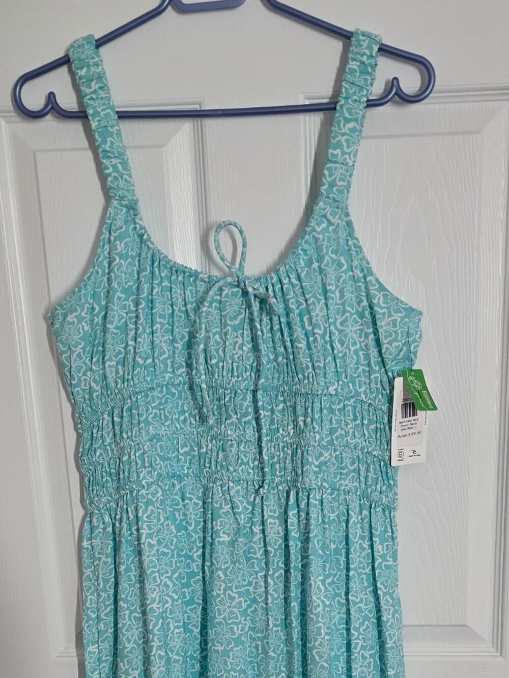 NWT Rip Curl Neon Isles Maxi Dress | Size Large | Blue Boho Resort Dress